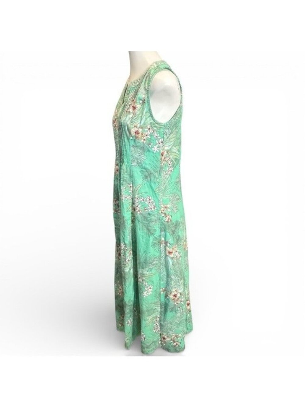 Chadwicks of Boston Size M Linen Blend Maxi Dress Floral Tropical Vacation Beach - Picture 3 of 8